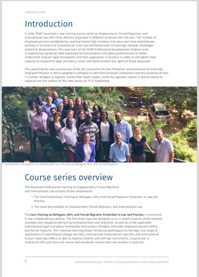 Introduction page of a training course, with group photo of people.