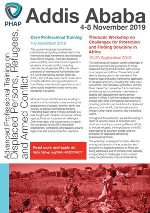 Brochure for the Addis Ababa 2019 Core Professional Training on Displaced Persons, Refugees, and Armed Conflict: Protection in Law and Practice