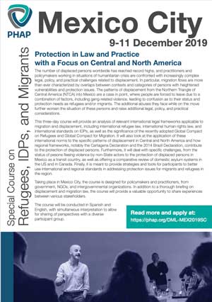 Brochure for the Mexico City 2019 Special Course on Refugees, IDPs, and Migrants: Protection in Law and Practice with a Focus on Central and North America
