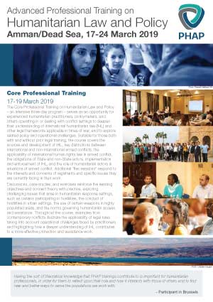 Brochure for the Amman/Dead Sea 2019 Advanced Professional Training on Humanitarian Law and Policy