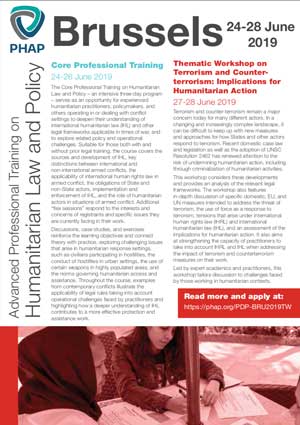 Brochure for the Brussels 2019 Advanced Professional Training on Humanitarian Law and Policy