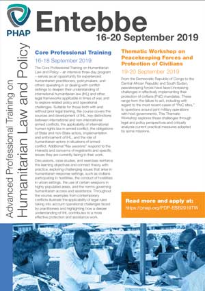 Brochure for the Entebbe 2019 Advanced Professional Training on Humanitarian Law and Policy