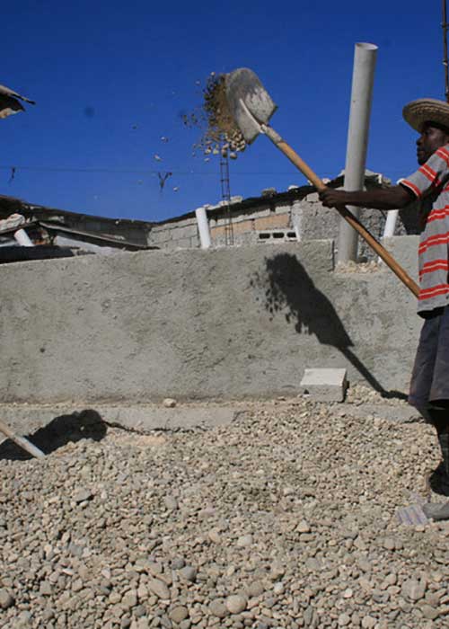 Volunteer workers rebuilding after the Haiti earthquake